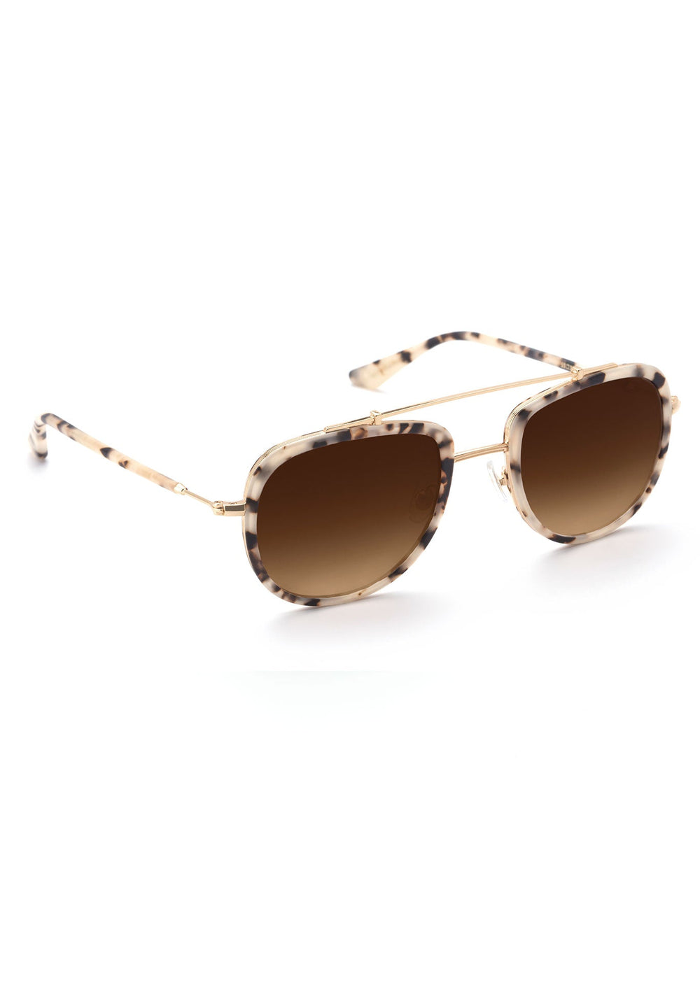 BRETON | Matte Oyster 24K Polarized Handcrafted, luxury tortoise acetate KREWE aviator  sunglasses