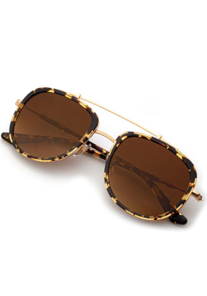 BRETON | Zulu 24K Polarized Handcrafted, luxury brown tortoise acetate KREWE aviator sunglasses