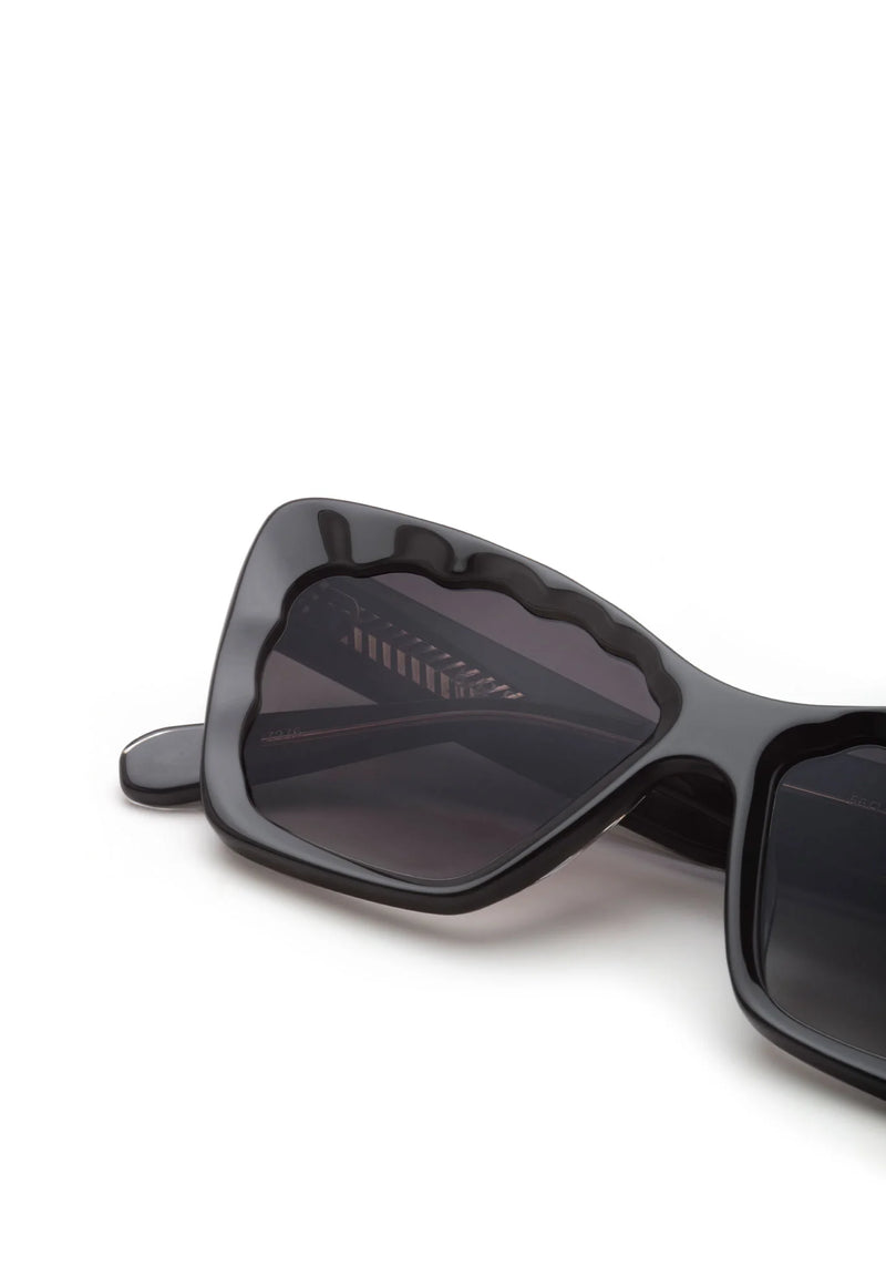 BRIGITTE | Black + Black & Crystal Handcrafted, Black Acetate KREWE Sunglasses womens model
