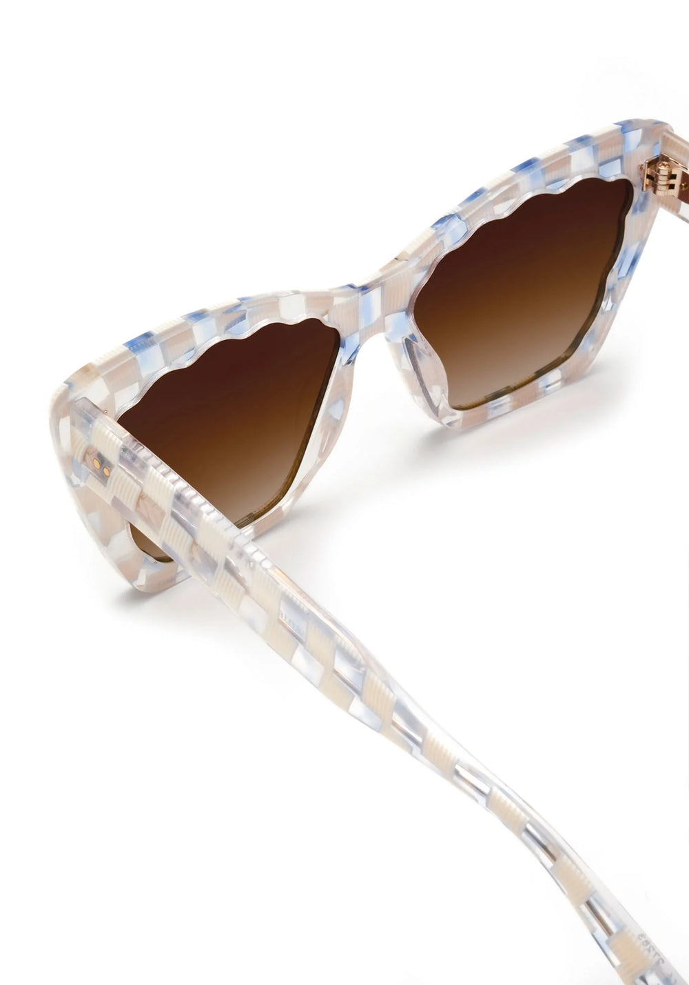 BRIGITTE | Gingham Handcrafted, Blue and White Checkered Acetate KREWE Sunglasses womens model