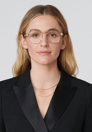 KREWE CALVIN | Buff Handcrafted, luxury clear acetate eyeglasses womens model | Model: Brooke