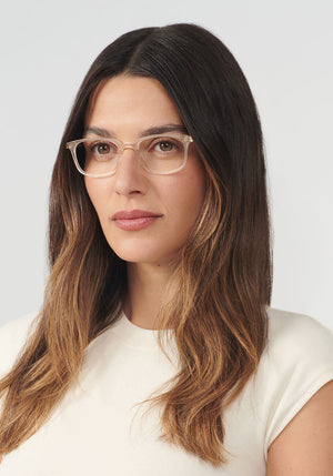 KREWE CARLYLE | Buff Handcrafted, luxury clear acetate eyeglasses womens model | Model: Olga