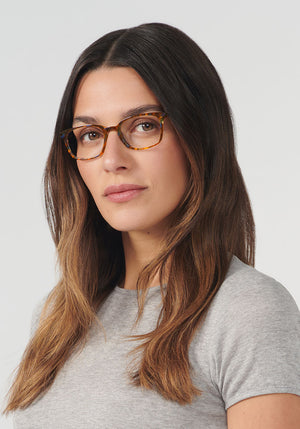 KREWE CARLYLE | Heron Handcrafted, luxury brown acetate eyeglasses womens model | Model: Olga