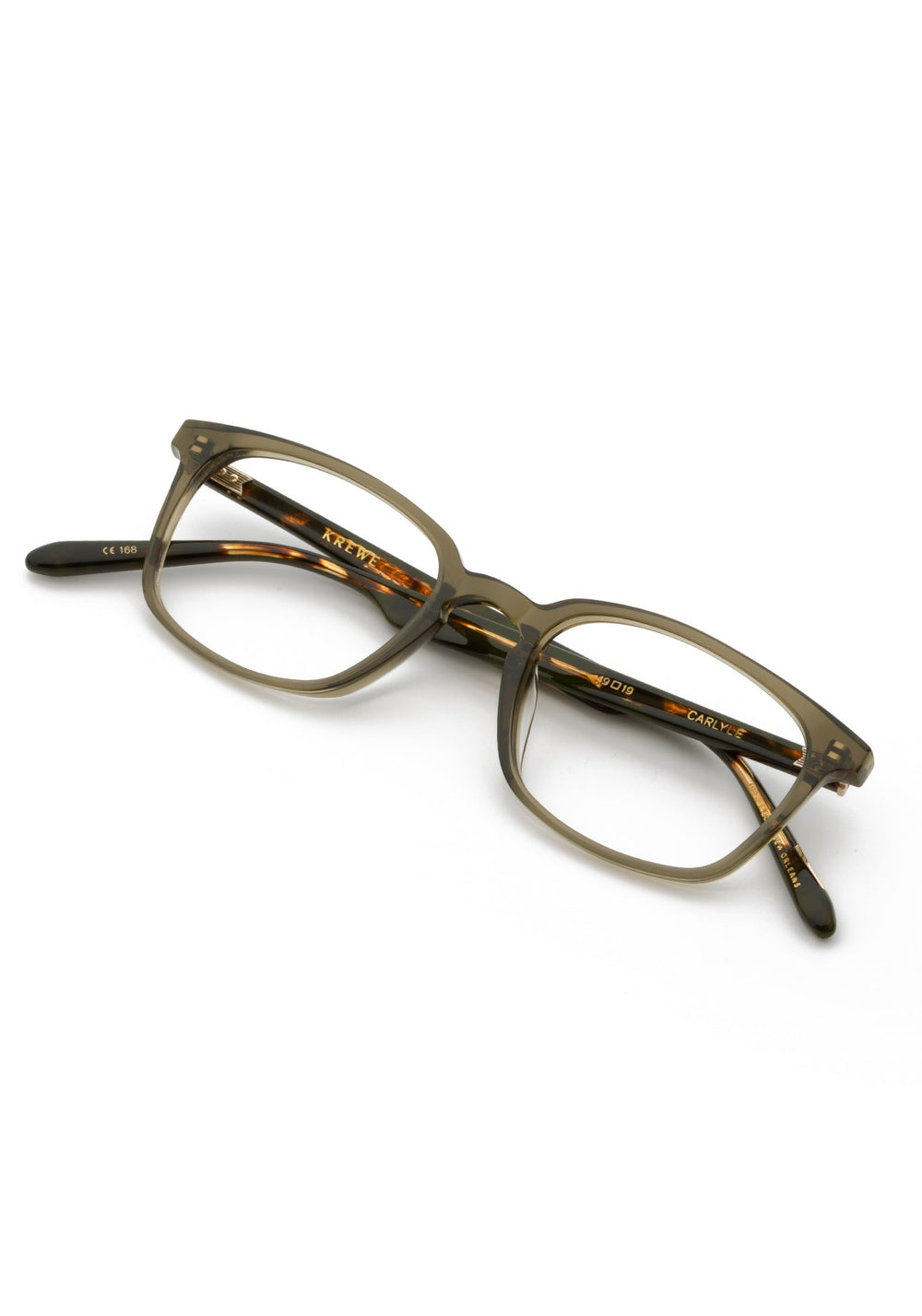 KREWE CARLYLE | Sage + Black Handcrafted, luxury green acetate eyeglasses