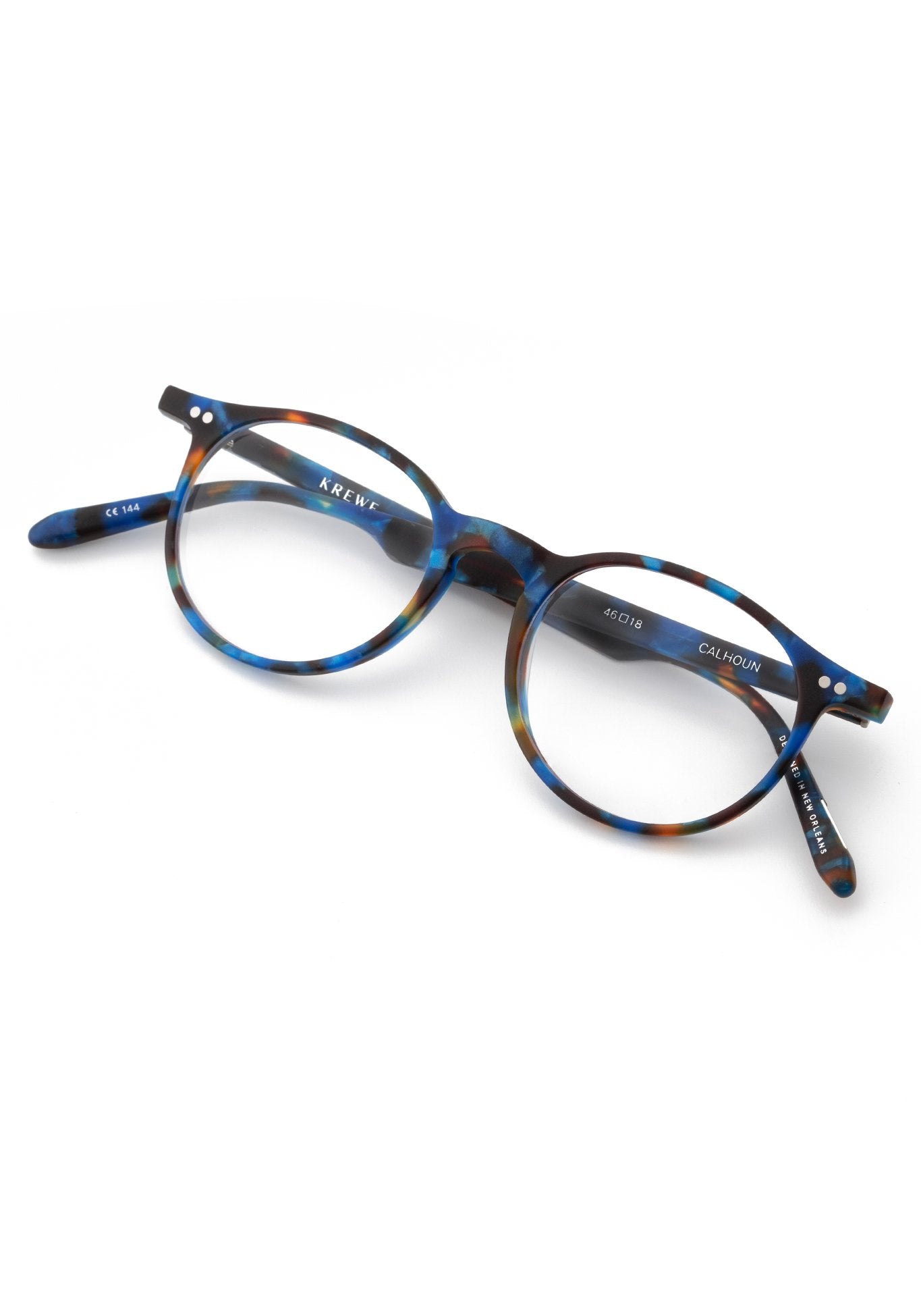 KREWE CARSON | Matte Blue Steel Handcrafted, Luxury Blue Tortoise Shell Acetate Eyeglasses