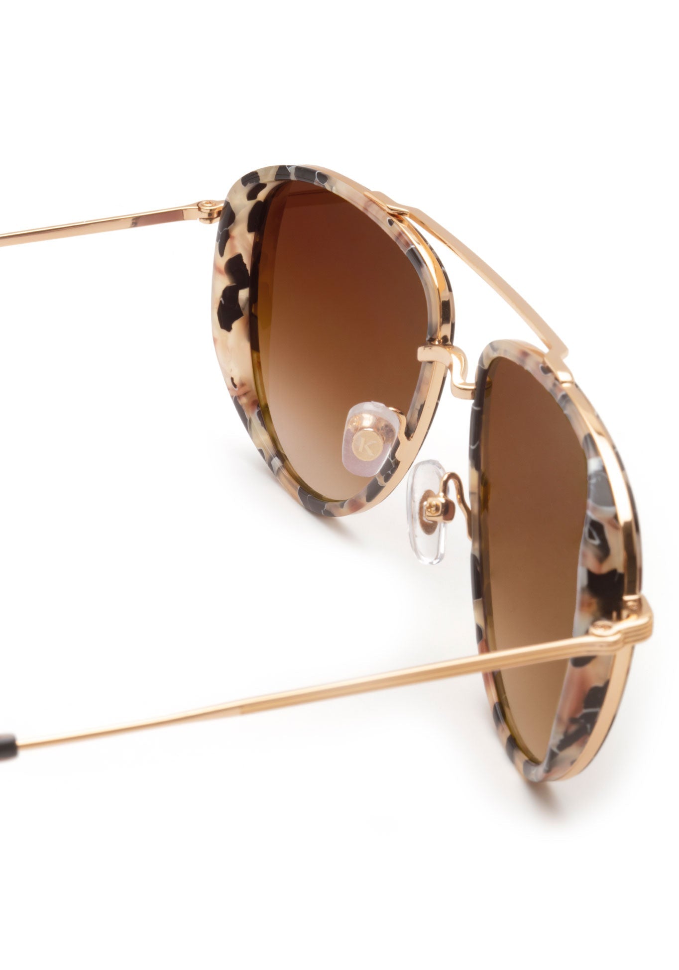 COLEMAN | 24K + Crema Handcrafted, luxury brown acetate KREWE aviator sunglasses womens model