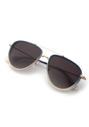 COLEMAN | 18K + Matte Indigo Fade + Gravity Handcrafted, navy acetate luxury KREWE aviator sunglasses