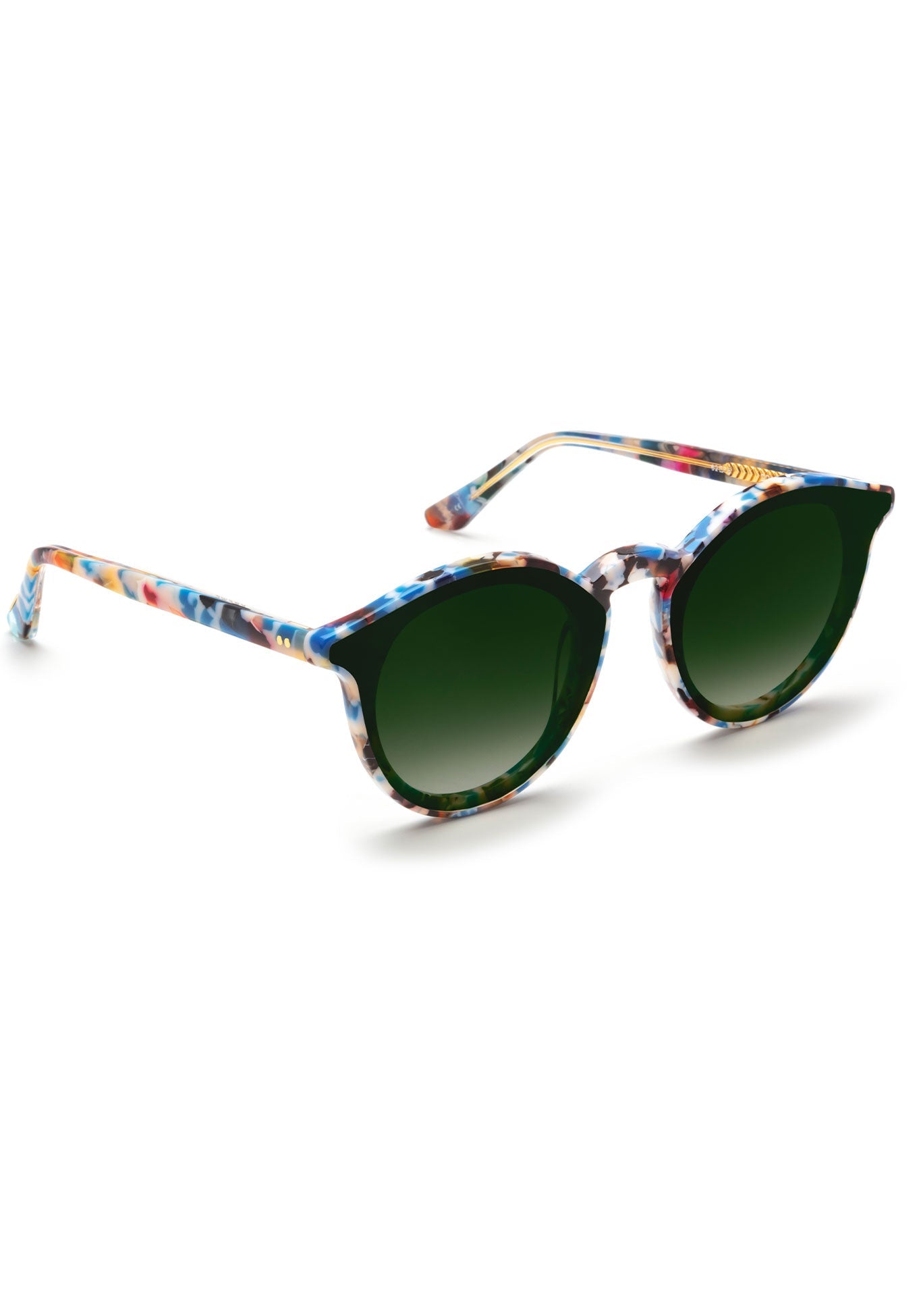 KREWE - Designer Round Sunglasses - COLLINS NYLON | Santorini Handcrafted, luxury colorful blue acetate sunglasses with nylon lenses. Similar to Oliver Peoples sunglasses, moscot sunglasses, just human sunglasses