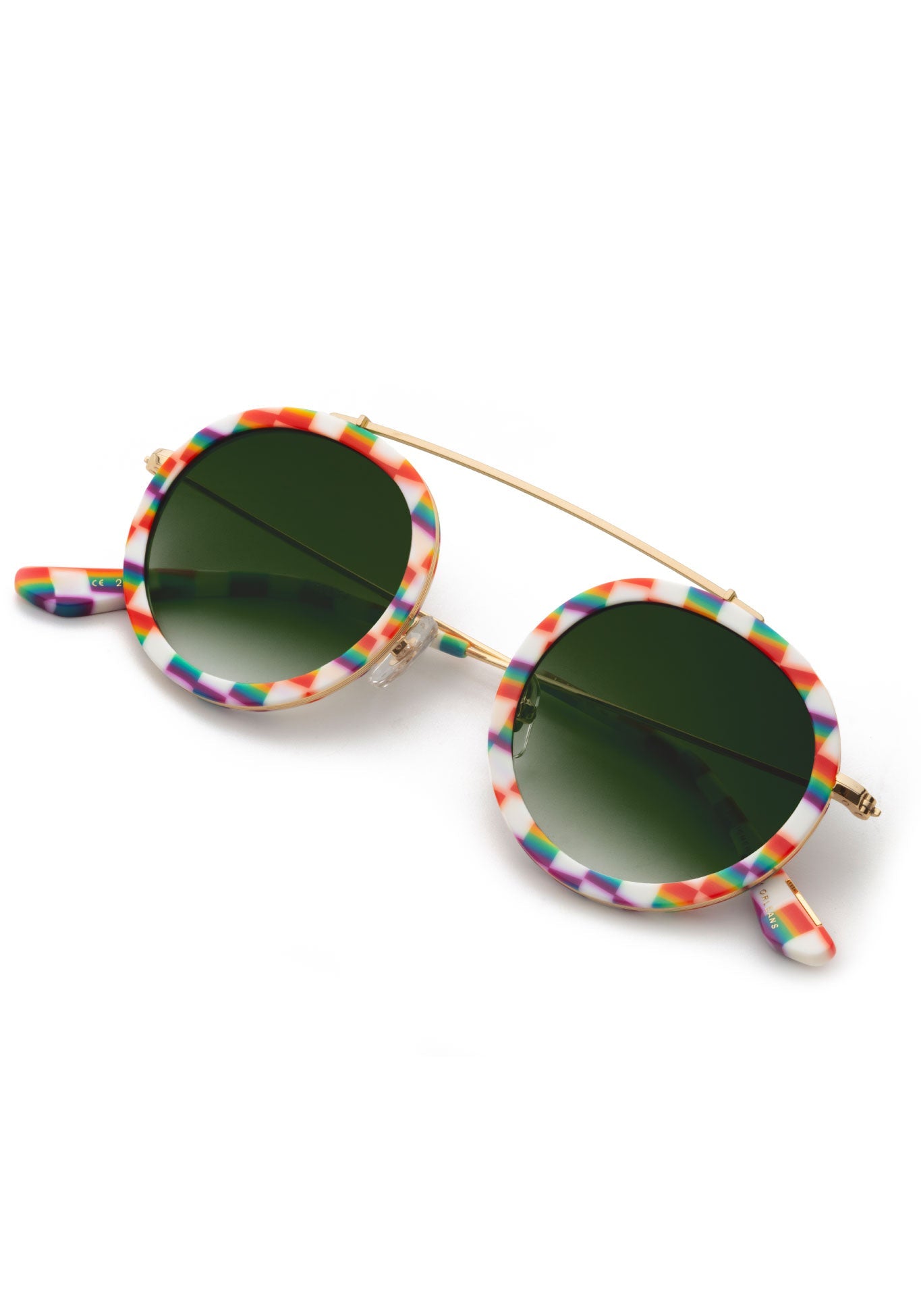 KREWE SUNGLASSES - CONTI | Amore 18K Handcrafted, rainbow checkered acetate limited addition gay pride collection sunglasses