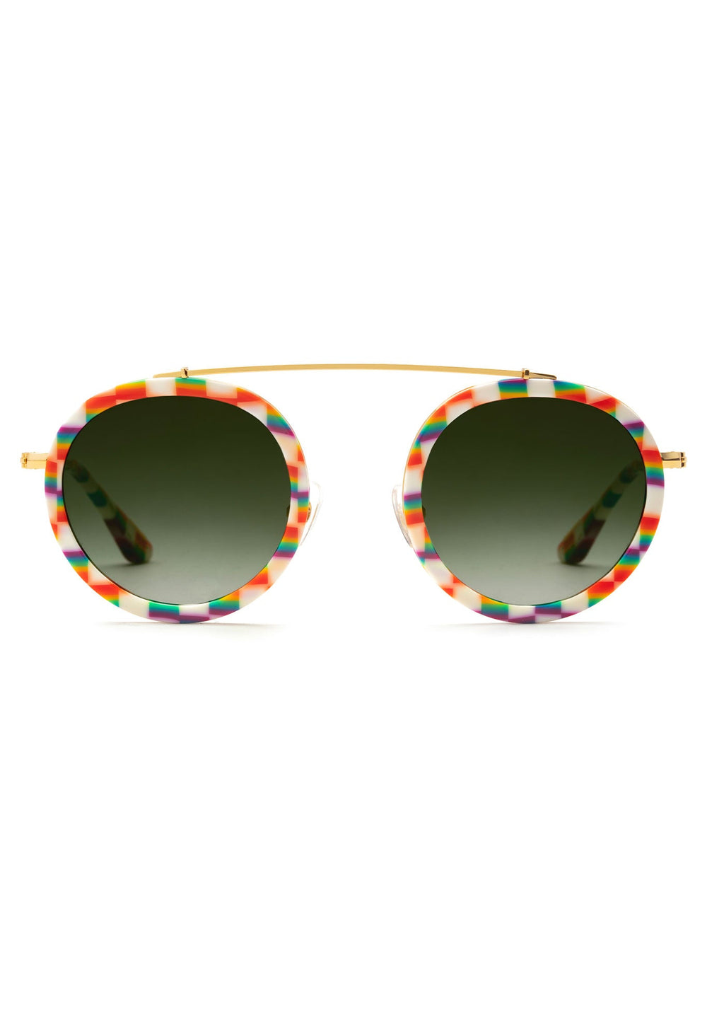 KREWE SUNGLASSES - CONTI | Amore 18K Handcrafted, rainbow checkered acetate limited addition gay pride collection sunglasses.