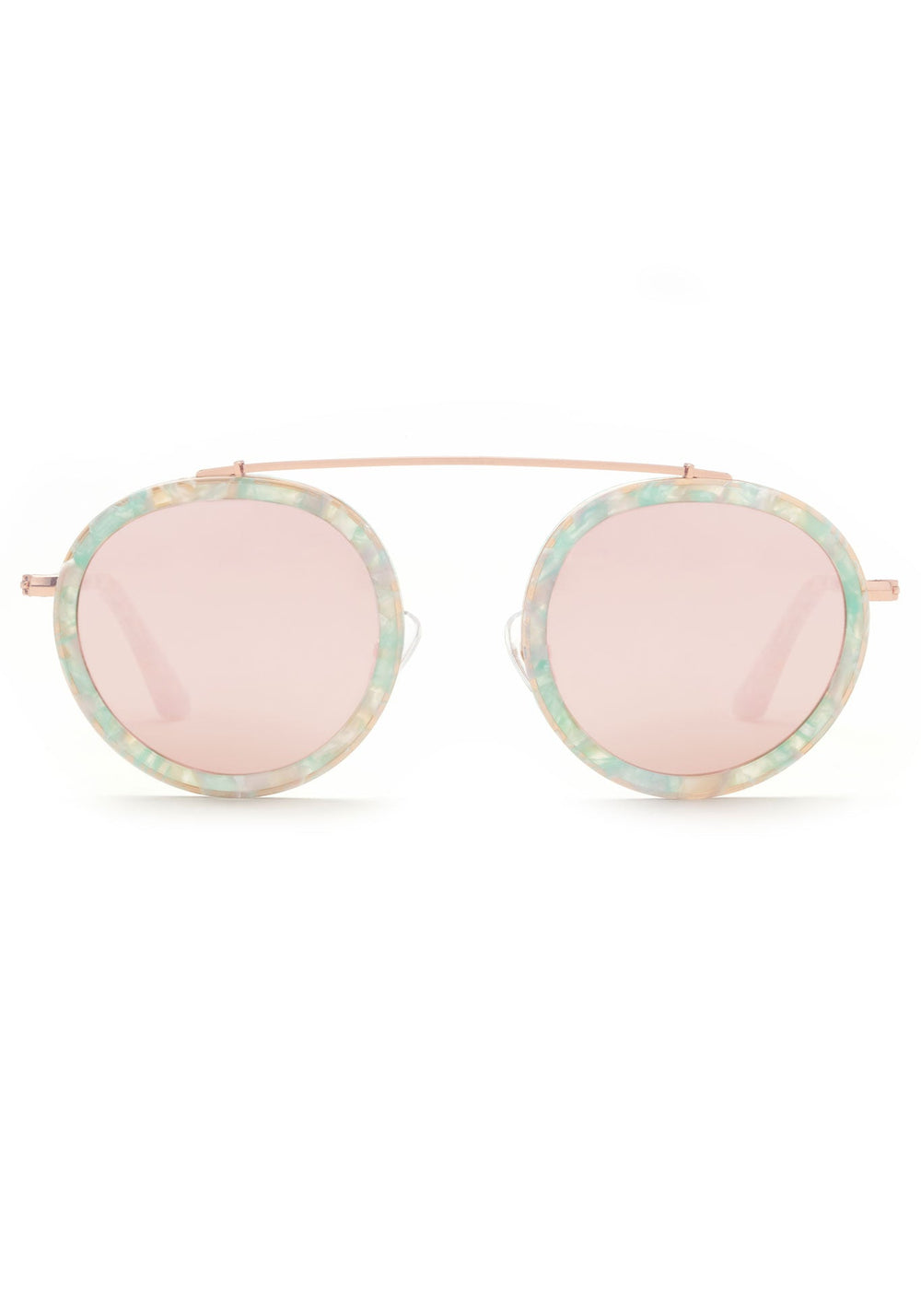 CONTI | Seaglass Rose Gold Mirrored handcrafted, luxury green and blue acetate KREWE sunglasses