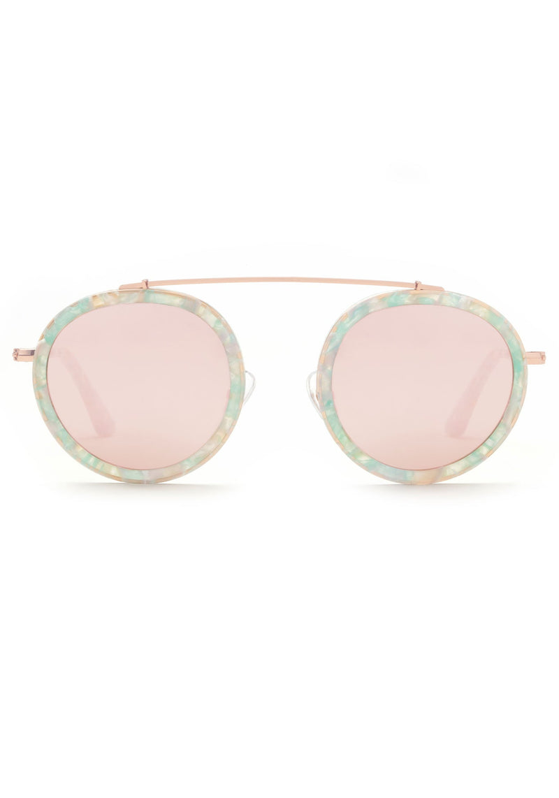 CONTI | Seaglass Rose Gold Mirrored handcrafted, luxury green and blue acetate KREWE sunglasses