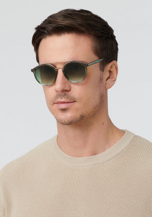 DANTE | Matcha 12K Handcrafted, luxury blue and green acetate KREWE sunglasses mens model | Model: Tom