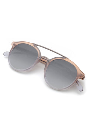 DANTE | Quartz Gunmetal Mirrored Handcrafted, luxury pink acetate KREWE sunglasses