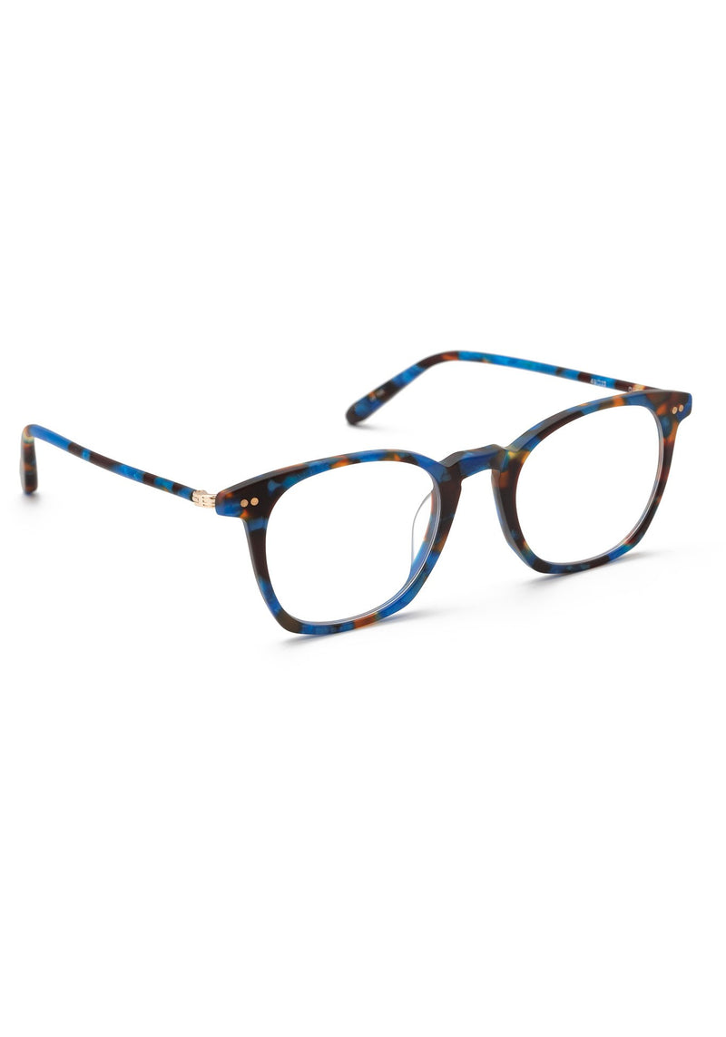 KREWE DESOTO | Matte Blue Steel Handcrafted, Luxury Blue Tortoise acetate eyeglasses