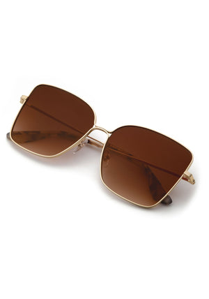 KREWE - Designer Oversized Butterfly Sunglasses - DOLLY | 12K + Matte Oyster Handcrafted, luxury 12K Gold plated metal sunglasses. Similar to Oliver Peoples sunglasses, Tom Ford sunglasses