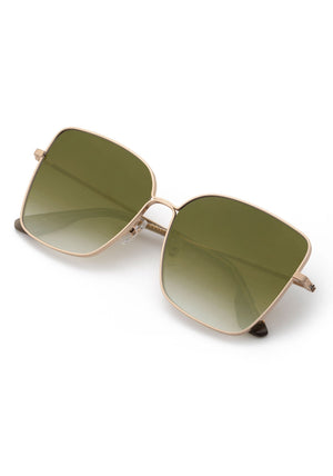 DOLLY | 18K Mirrored Handcrafted, luxury stainless steel KREWE sunglasses with green mirrored lenses