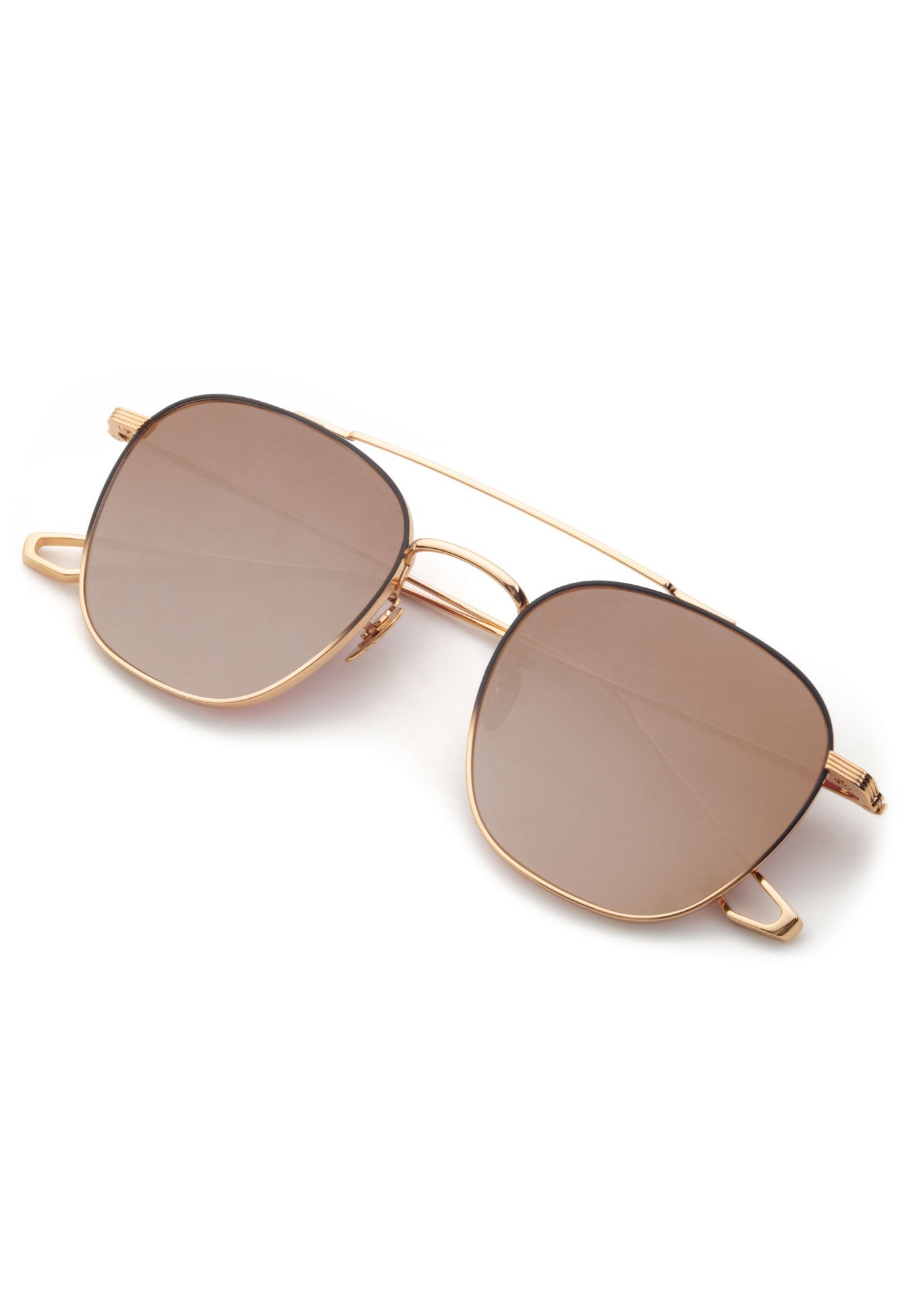 EARHART | Matte Black Fade + 18K Titanium Mirrored Handcrafted, Luxury 18K Gold Plated KREWE Sunglasses