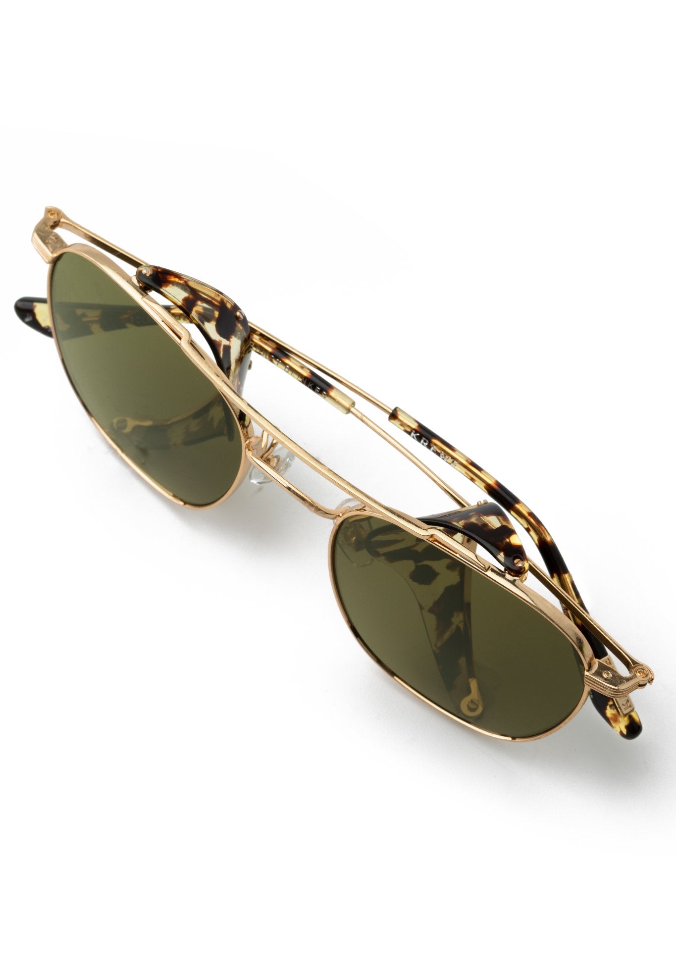 EARHART BLINKER | 24K Titanium + Zulu Polarized Handcrafted, Luxury Acetate KREWE Sunglasses with tortoise shell acetate blinkers