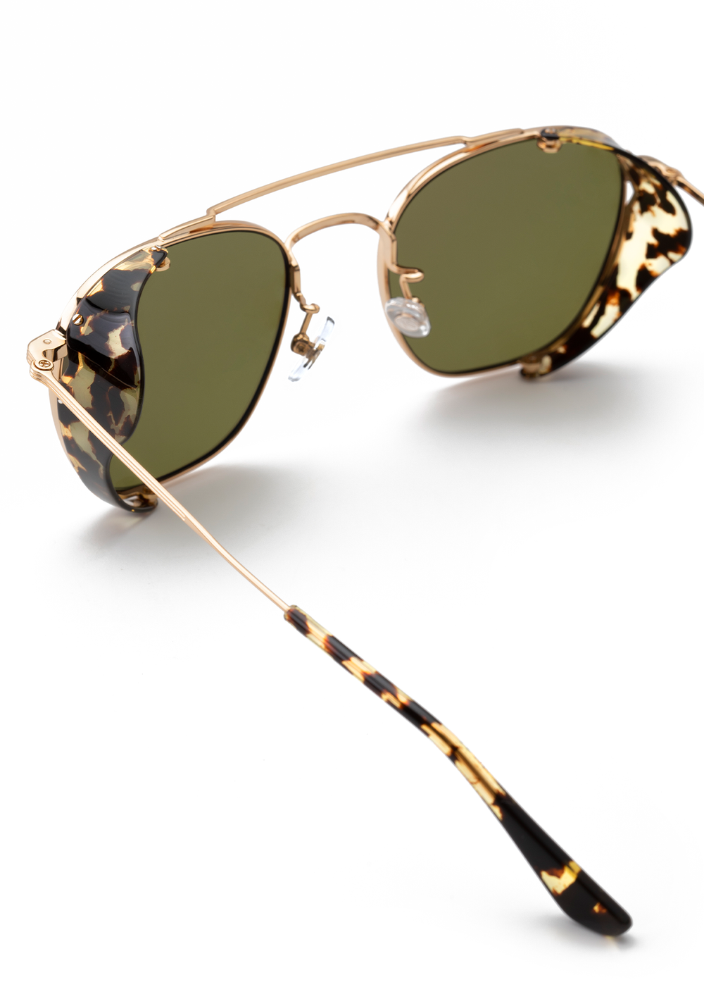 EARHART BLINKER | 24K Titanium + Zulu Polarized Handcrafted, Luxury Acetate KREWE Sunglasses with tortoise shell acetate blinkers womens model