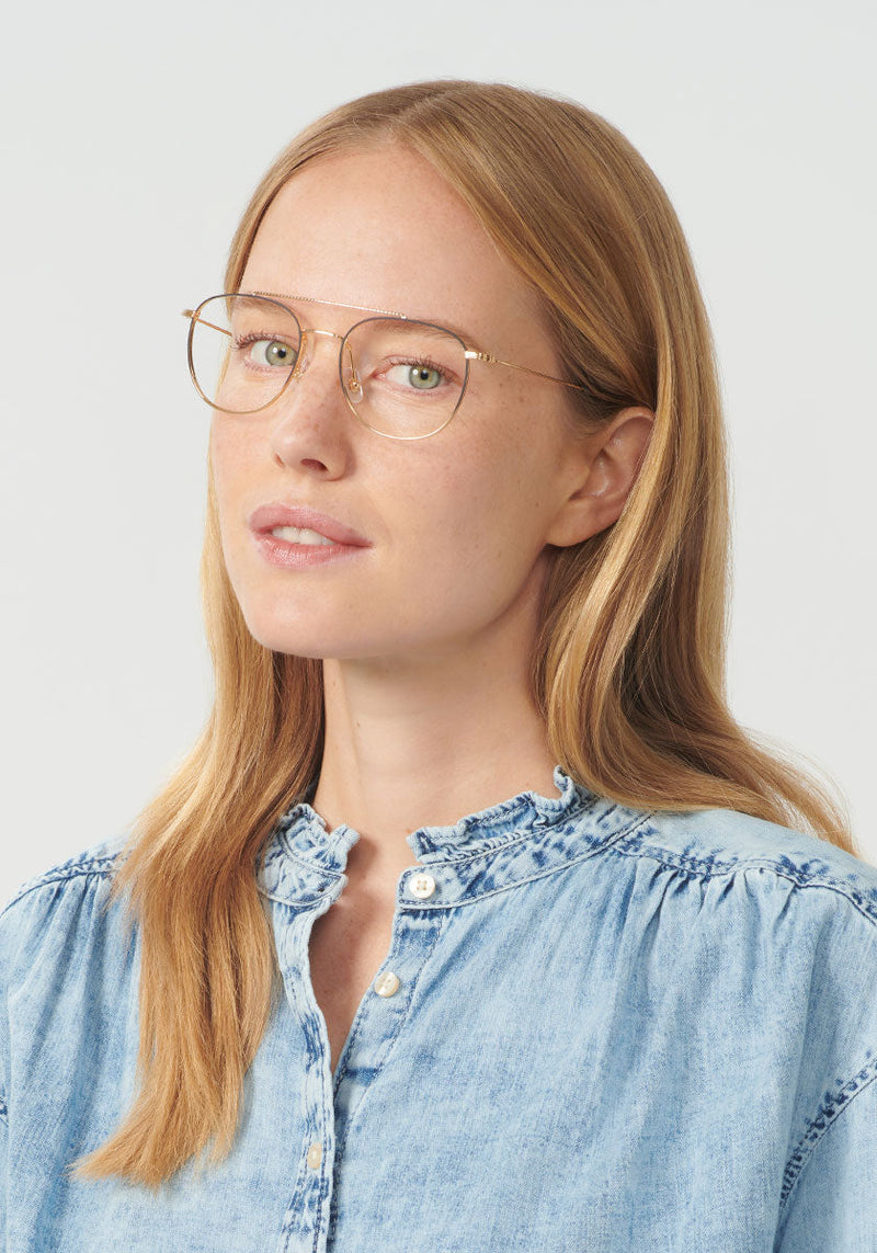 ELYSIAN | 18K + Matte Black Fade Handcrafted, luxury 18K metal KREWE eyeglasses womens model | Model: Annelot
