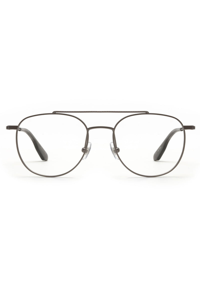 KREWE ELYSIAN | Matte Gunmetal + Birch Handcrafted, stainless steel glasses