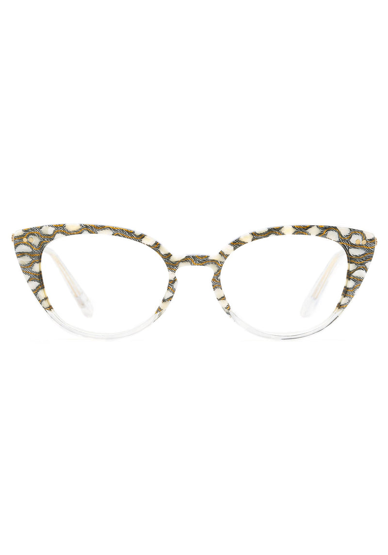 KREWE EMMA | Stella to Crystal Handcrafted, luxury white and clear acetate eyeglasses