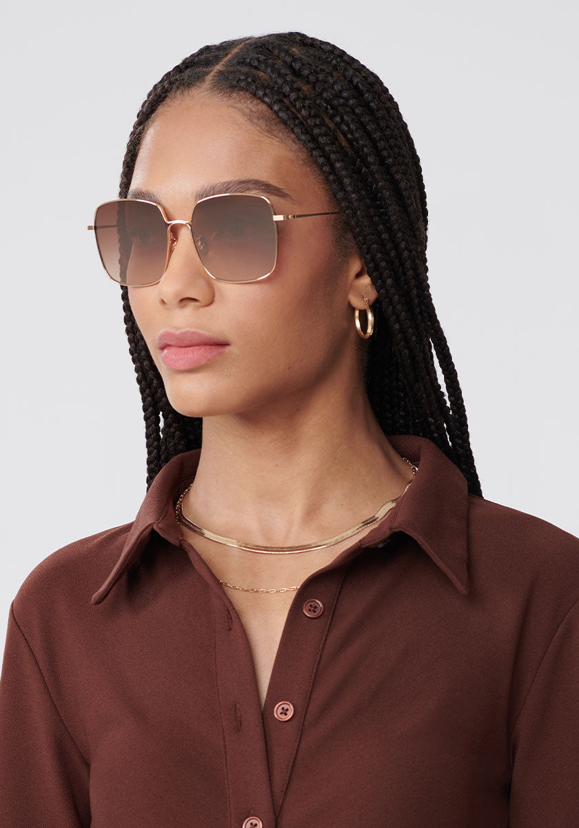 EVE | 24K Titanium Mirrored Handcrafted, Luxury Titanium KREWE Sunglasses womens model | Model: Dido