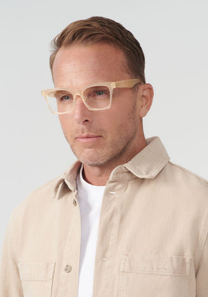 KREWE - FOSTER | Blonde Handcrafted, luxury blonde acetate eyeglasses mens model | Model: Tim
