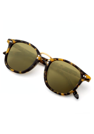 FRANKLIN | Blonde Tortoise Polarized 24K | Handcrafted, luxury acetate wayfarer KREWE Sunglasses with a 24K gold bridge.