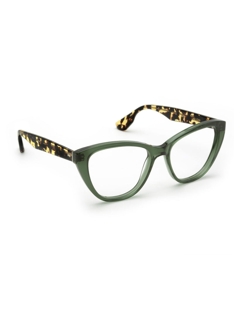 KREWE HELENA | Bottle Green + Zulu Handcrafted, luxury green acetate eyeglasses