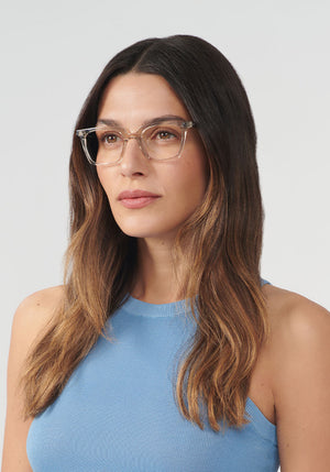 KREWE HOWARD | Brume Handcrafted, Luxury Grey Acetate Eyeglasses womens model | Model: Olga