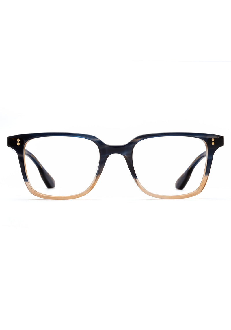 KREWE - HUDSON | Comet + Twilight Handcrafted, luxury yellow and navy split acetate eyeglasses