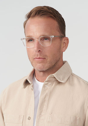 KREWE - HUDSON | Crystal Handcrafted, luxury clear acetate eyeglasses mens model | Model: Tim