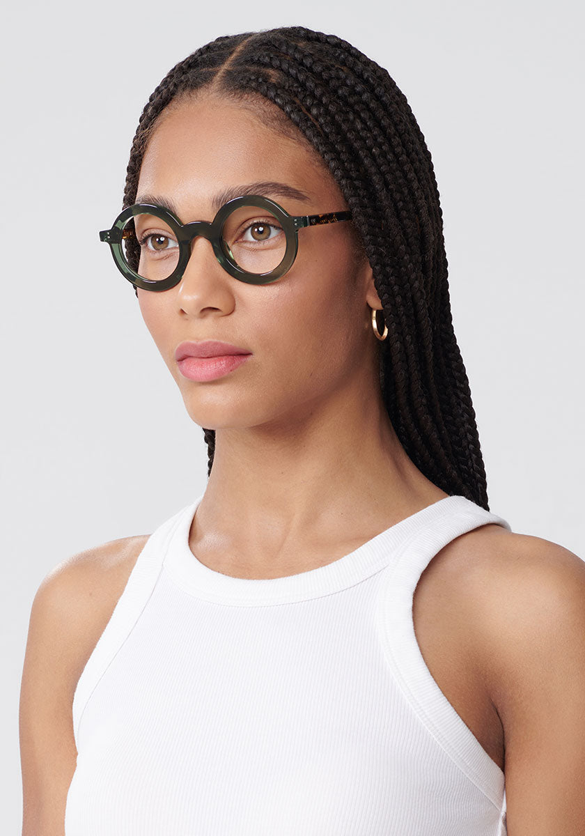 KREWE - HURST | Bottle Green Handcrafted, Luxury Green Acetate Eyeglasses womens model | Model: Dido
