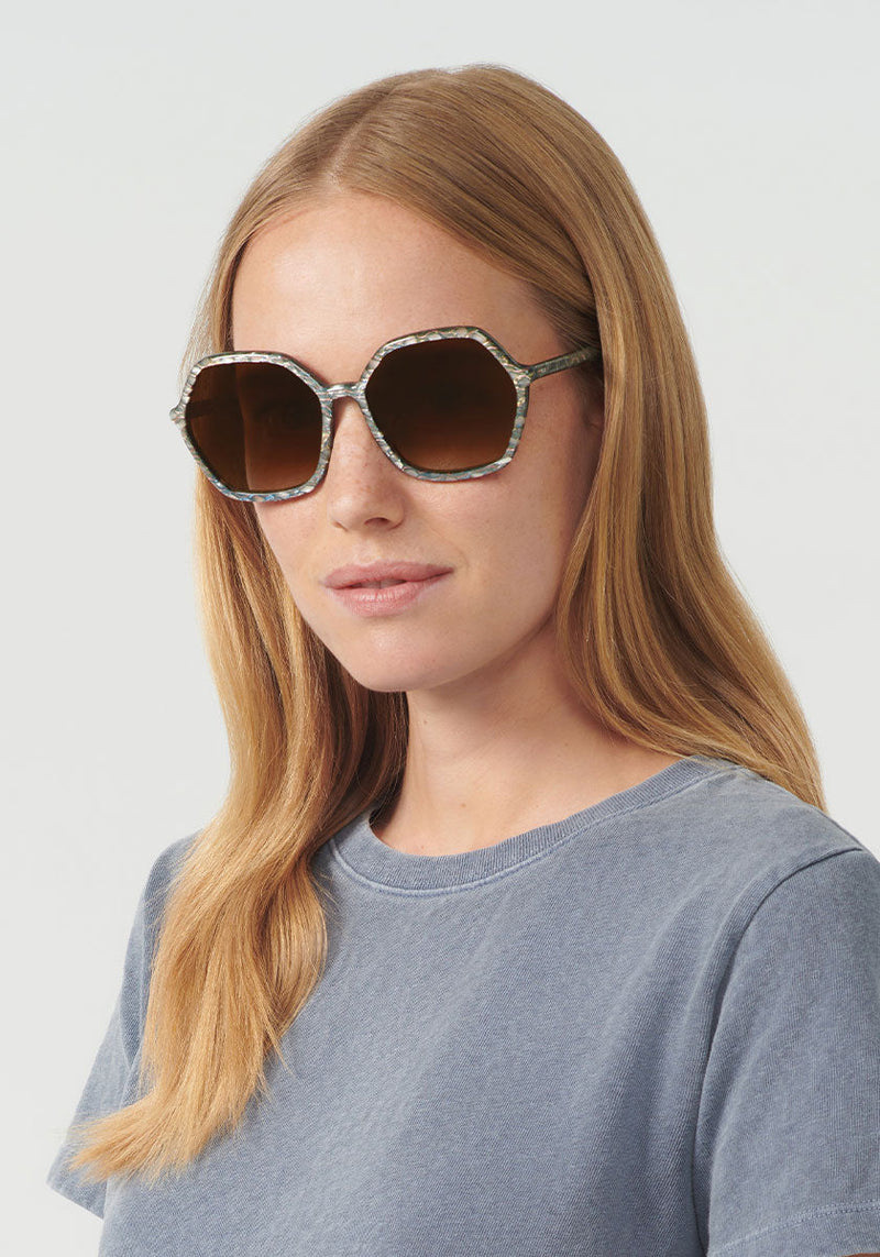KREWE SUNGLASSES - JACKIE | Como Handcrrafted, luxury custom acetate oversized sunglasses womens model | Model: Annelot