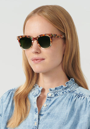 JENA | Capri to Crystal Handcrafted, Luxury Multicolor Acetate KREWE Sunglasses womens model | Model: Annelot
