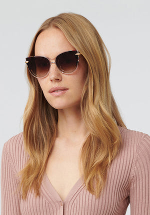 LAVEAU NYLON | Capri to Crystal 24K Handcrafted, Luxury, Colorful acetate KREWE sunglasses womens model | Model: Annelot