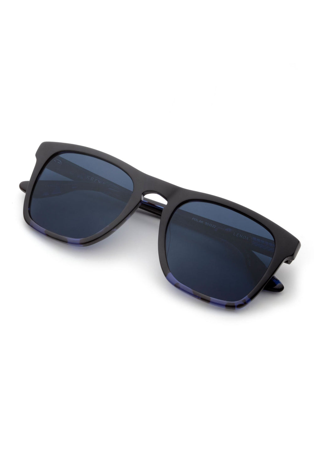 LENOX | Black + Cobalt Polarized Handcrafted, luxury black acetate KREWE sunglasses