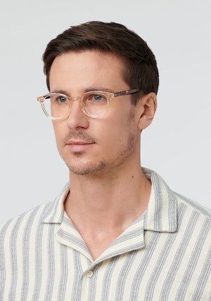 KREWE - MARENGO | Haze + Rye Handcrafted, luxury yellow acetate eyeglasses mens model | Model: Tom