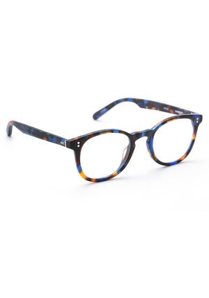 KREWE - MARENGO | Matte Blue Steel Handcrafted, Luxury Blue Tortoise Shell Acetate Eyeglasses