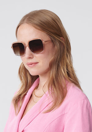 MARGOT | Quartz Polarized Handcrafted, luxury pink acetate KREWE sunglasses womens model | Model: Annelot