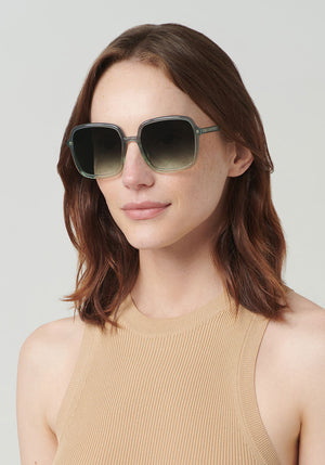 MARGOT | Tide Handcrafted, Luxury Blue acetate KREWE sunglasses womens model | Model: Vanessa