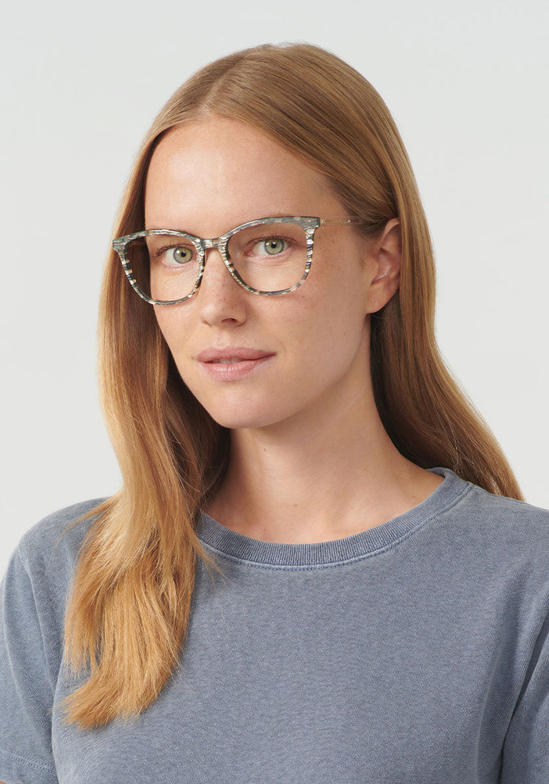 KREWE EYEGLASSES - MELROSE | Como + Crystal Handcrafted, luxury custom acetate cat eye glasses womens model | Model: Annelot