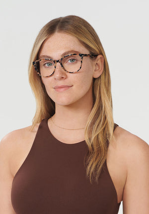 KREWE - MELROSE | Crema Handcrafted, luxury brown acetate eyeglasses womens model | Model: Brooke