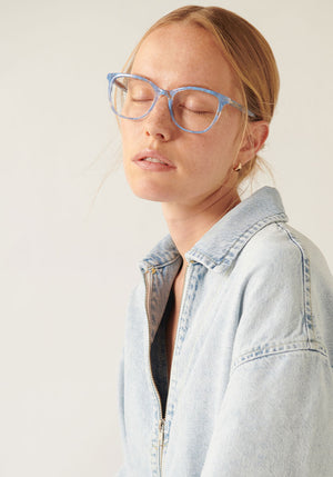KREWE - MELROSE | Opaline Handcrafted, luxury blue acetate eyeglasses womens model specialized | Model: Annelot