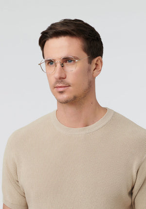 KREWE - MESA | 12K Titanium Handcrafted, luxury 12k gold metal eyeglasses mens model | Model: Tom