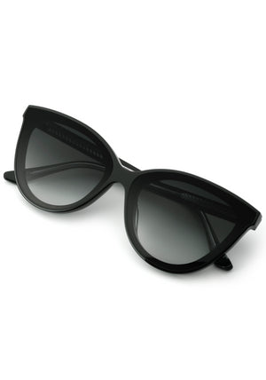 MONROE NYLON | Black and Black + Crystal Handcrafted, Luxury Black Acetate KREWE Sunglasses