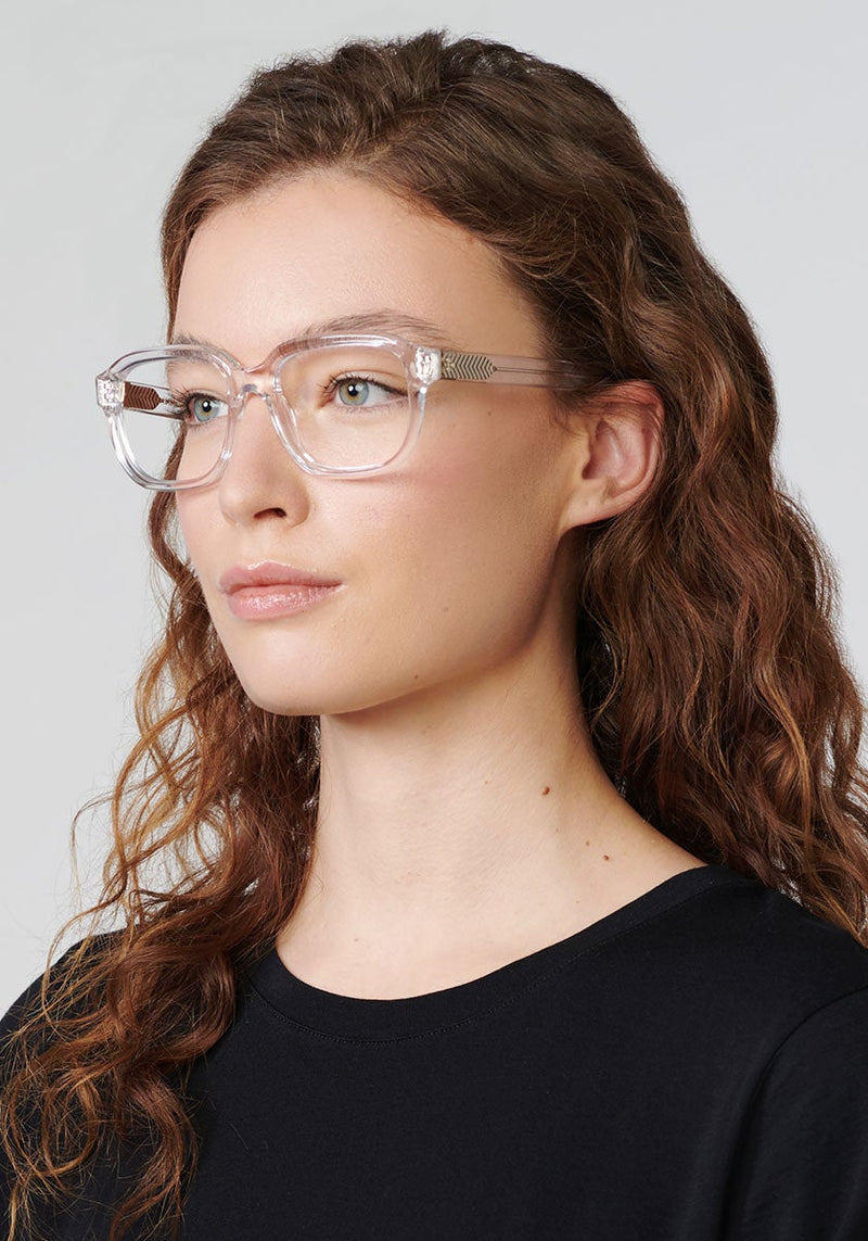 KREWE - NEVILLE | Crystal Handcrafted, luxury clear acetate eyeglasses womens model | Model: Helouise