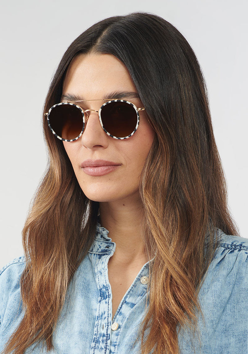 Olga - Square Black & Gold Frame Sunglasses For Women